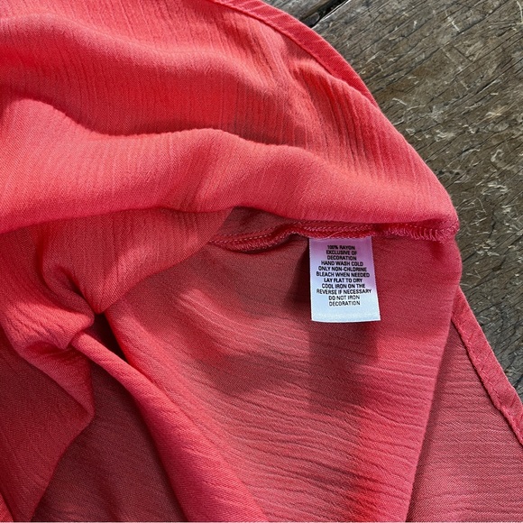 GNW Peasant Blouse Embroidered Boho Top Tassle Tie V neck Medium Tangerine - Picture 11 of 11